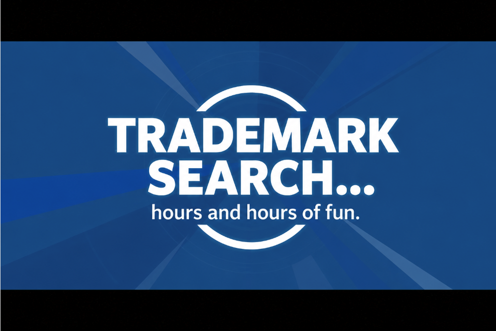White Trademark Searching letters on a blue background