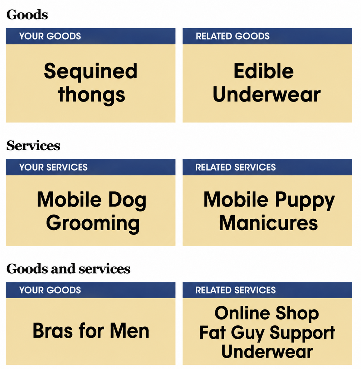Related goods and services examples